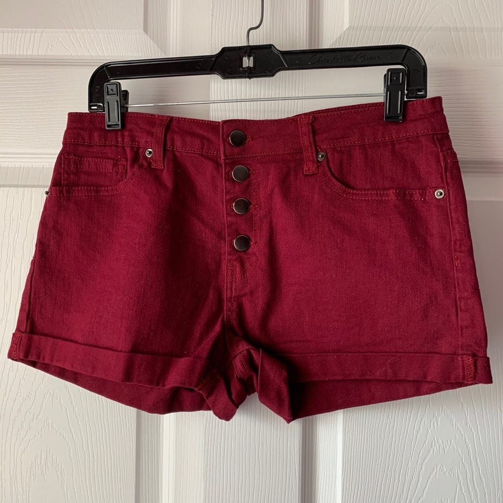 NWT Burgundy High Waisted Shorts with Button Fly